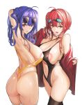  adapted_costume areola_slip areolae ass aviator_sunglasses azur_lane back bangs bare_shoulders black_legwear black_swimsuit blue_hair blush breasts choker cleavage collarbone eyewear_on_head goggles goggles_on_head highleg highleg_swimsuit highres jacket large_breasts long_hair long_sleeves looking_at_viewer looking_back navel off_shoulder open_clothes open_jacket open_mouth orange_eyes pola_(azur_lane) pola_(seaside_coincidence)_(azur_lane) red_eyes red_hair red_jacket side_ponytail sideboob smile sunglasses swimsuit thighhighs thighs twintails white_legwear yusha_m zara_(azur_lane) zara_(poolside_coincidence)_(azur_lane) 