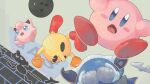  :o ball blue_eyes blush_stickers bowling_ball commentary_request crossover falling game_&amp;_watch happi_xfyg jigglypuff kirby kirby_(series) meta_knight mr._game_&amp;_watch open_mouth pac-man pac-man_(game) pokemon pokemon_(creature) super_smash_bros. tongue 