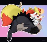  2022 3_toes 5_fingers absurd_res after_oral after_sex anthro anthro_focus anus artist_name barely_visible_anus black_body black_fur black_pawpads blush bodily_fluids braixen butt cross-popping_vein cum cum_drip cum_in_mouth cum_inside cum_on_penis cum_string digital_media_(artwork) disembodied_hand dripping duo erection facial_tuft feet female female_focus fingers foot_grab fur genital_fluids genitals grey_body hand_on_foot hand_on_penis hi_res holding_penis human human_on_anthro inner_ear_fluff interspecies looking_at_viewer looking_back looking_back_at_viewer male male/female mammal motion_lines multicolored_body multicolored_fur neck_tuft nintendo nude open_mouth outline pawpads penis pok&eacute;mon pok&eacute;mon_(species) pok&eacute;philia pussy pussy_juice rear_view red_body red_eyes red_fur red_nose saliva saliva_on_penis saliva_on_tongue solo_focus stick thewizardstick toes tongue tuft video_games white_body white_fur yellow_body yellow_fur 