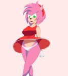  absurd_res amy_rose anonymous_artist anthro bottomwear clothed clothing eulipotyphlan female gloves green_eyes handwear hedgehog hi_res mammal open_mouth panties sega simple_background skirt solo sonic_the_hedgehog_(series) underwear upskirt 