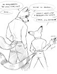  &lt;3 anthro belt black_and_white blush blush_lines boyfriends canid canine clothing collared_shirt domestic_cat duo eebahdeebah felid feline felis half-closed_eyes hi_res inner_ear_fluff kubo_(eebahdeebah) love male male/male mammal markings monochrome muscular muscular_anthro muscular_male narrowed_eyes niko_(eebahdeebah) notched_ear office_clothing pivoted_ears raccoon_dog raised_tail ring_(marking) ringtail romantic romantic_couple simple_background size_difference tail_markings tanuki text tuft 