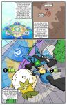  2022 aaron_rotano_(acteeveety) absurd_res anthro black_body black_fur blue_body blue_fur border canid canine clothing comic detailed_background digital_media_(artwork) duo eldegoss elemental_creature english_text female feral flora_fauna fur generation_4_pokemon generation_8_pokemon green_body headgear headwear hi_res lucario male mammal map narration narrative nintendo not_furry pippri_ti'mial plant pokemon pokemon_(species) shenvalor stadium text white_border yellow_body yellow_eyes yellow_fur 