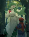  2022 alpha_pok&eacute;mon big_breasts breasts clothed clothing digital_media_(artwork) duo female fingers gardevoir genitals hair human humanoid larger_female larger_humanoid male mammal nintendo outside plant pok&eacute;mon pok&eacute;mon_(species) pussy rei_(pokemon) size_difference smaller_human smaller_male tree video_games visark 