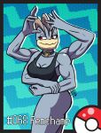  absurd_res big_breasts breasts choker cleavage clothed clothing deathzera female flexing hi_res humanoid jewelry machamp multi_arm multi_limb muscular muscular_female necklace nintendo not_furry pok&eacute;mon pok&eacute;mon_(species) shirt smile solo tank_top topwear video_games 