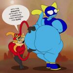  animated anthro big_butt breathotter butt butt_grab clothed clothing domestic_cat duo felid feline felis female female/female hand_on_butt lilly_(vimhomeless) mammal speech_bubble text touching_butt unknown_character 
