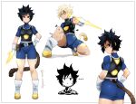  ... 1girl aka_nobodyy angry armor ass battle_damage black_eyes black_hair blonde_hair blue_eyes bodysuit boots character_sheet clenched_teeth dragon_ball energy_blade expressionless from_behind full_body gloves hand_on_hip highres monkey_tail multiple_views original saiyan short_hair short_sleeves skin_tight spiked_hair standing super_saiyan tail teeth time_patrol_(dragon_ball) torn_clothes white_footwear white_gloves 