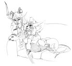  2018 2_horns 3_toes 4_fingers anthro beard bedroom_eyes big_pecs black_and_white bristol broken_horn chua claws closed_smile clothed clothed_anthro clothed_female clothed_humanoid clothed_male clothing digital_media_(artwork) draken duo eye_contact facial_hair fan_character feet female female_humanoid fingers full-length_portrait fully_clothed fully_clothed_anthro fully_clothed_female fully_clothed_humanoid fully_clothed_male furgonomics furniture furry-specific_piercing hair half-closed_eyes happy head_horn head_tuft horn horn_piercing horn_ring_(piercing) humanoid humanoid_hands humanoid_on_anthro larger_female larger_humanoid league_of_legends lipstick looking_at_another looking_down_at_partner looking_up_at_partner lying makeup male male/female monochrome muscle_size_difference muscular muscular_anthro muscular_male mustache narrowed_eyes on_sofa open_mouth open_smile pecs piercing portrait riot_games seductive short short_anthro short_male sitting size_difference sketch slim_female slim_humanoid smaller_anthro smaller_male smile sofa three-quarter_view toes tuft video_games wildstar yordle 