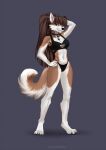  2022 4_toes 5_fingers anthro breasts brown_body brown_fur canid canine canis clothed clothing digital_media_(artwork) domestic_dog eyebrows eyelashes feet female fingers fur hi_res koul mammal smile solo toes white_body white_fur 