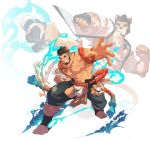  1boy abs alca animal_ears bandages bara belt biceps black_hair blue_fire bracelet buzz_cut chest_hair clenched_hand crotchless extra_ears facial_hair fighting_stance fire fundoshi furry furry_male gyee hairy happy japanese_clothes jewelry kanji kimono leg_hair lion_boy lion_ears lion_tail male_focus male_underwear mask necklace nipples official_art pectorals red_eyes short_hair shorts smirk solo spiked_hair tail tattoo thick_eyebrows thick_thighs thighs topless topless_male transparent transparent_background underwear very_short_hair water yukata 