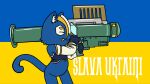  anthro chizi domestic_cat e621 felid feline felis hexerade hi_res male mammal mascot solo stinger ukrainian_flag 