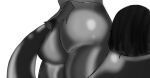  a2p_s2k anthro big_butt butt domestic_cat felid feline felis female female/female focused hi_res humanoid latex_clothing mammal monochrome simple_background sketch solo 
