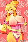  absurd_res animal_crossing anthro big_breasts bottomwear breasts canid canine canis clothed clothing demenmenabung domestic_dog female flashing genitals hi_res isabelle_(animal_crossing) looking_at_viewer mammal nintendo nipples partially_clothed portrait pussy shirt skirt solo thong tongue tongue_out topwear underwear video_games 