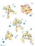  :o alternate_color arm_support artist_name baby blush closed_eyes commentary_request hanabusaoekaki happy highres jirachi looking_at_viewer no_humans pokemon pokemon_(creature) shiny_pokemon simple_background sitting sleeping star_(symbol) upside-down white_background 