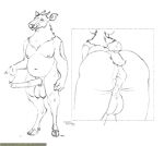  balls beastmilk butt close-up from_behind_(disambiguation) genitals hooves male mammal moschid overweight sketch thick_thighs tusks years 