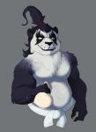  2018 accessory anthro arm_tuft belly biceps big_belly big_biceps big_deltoids big_muscles big_pecs black_arms black_body black_claws black_ears black_face black_fingers black_fur black_hair black_hands black_inner_ear black_markings black_nose blizzard_entertainment bodily_fluids bristol cheek_tuft chest_tuft claws colored deltoids digital_drawing_(artwork) digital_media_(artwork) elbow_tufts facial_tuft fan_character front_view fur green_eyes grey_background hair hair_accessory hair_tie half-length_portrait holding_object huge_biceps huge_deltoids huge_muscles huge_pecs humanoid_hands looking_aside looking_away male male_anthro mammal manly markings multicolored_body multicolored_fur muscular muscular_anthro muscular_male open_mouth open_smile pandaren pecs portrait red_hair_tie shaded sharp_teeth simple_background slightly_chubby slightly_chubby_anthro slightly_chubby_male smile solo standing sweat sweatdrop teeth tuft two_tone_body two_tone_face two_tone_fur ursid video_games warcraft white_belly white_body white_chest white_face white_fur 