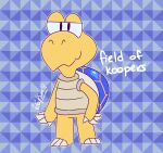  2022 4_fingers absurd_res ambiguous_gender anthro aroohwahoou blue_shell claws dated fingers hi_res koopa koopa_troopa mario_bros nintendo scalie shell solo text video_games yellow_body yellow_skin 