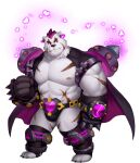  abs bara bear_boy bernard_(gyee) biceps brass_knuckles cape clenched_hand furry furry_male gauntlets gyee heart large_pectorals leg_armor male_focus male_swimwear manly muscular muscular_male ocuithu3mccqfmm official_art pectorals pink_eyes pink_fur scar scar_on_arm scar_on_chest scar_on_face scar_on_leg scar_on_stomach solo swim_briefs thick_arms topless topless_male tube weapon white_fur 