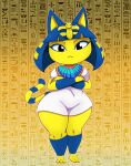  2022 animal_crossing ankha_(animal_crossing) anthro bigdon1992 digital_media_(artwork) domestic_cat egyptian feet felid feline felis female fingers hi_res mammal nintendo patreon rear_view short_stack solo toes video_games wide_hips 