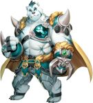  abs anklet armor bare_pectorals bear_boy bernard_(gyee) biceps blue_eyes blue_fur cape chest_protector claws clenched_hand fang frown furry furry_male gauntlets gloves gyee jewelry large_pectorals leg_armor muscular muscular_male ocuithu3mccqfmm pectorals scar scar_on_arm scar_on_chest scar_on_face scar_on_stomach shoulder_armor skirt thick_arms thick_eyebrows weapon white_fur 