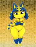  2022 absurd_res animal_crossing ankha_(animal_crossing) anthro areola bigdon1992 breasts digital_media_(artwork) domestic_cat feet felid feline felis female fingers front_view genitals hi_res mammal nintendo nipples pussy solo toes video_games yellow_areola yellow_nipples 