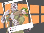  anthro arknights blue_eyes blush bouquet felid flower flower_bouquet hi_res hypergryph instagram kemono looking_at_viewer male mammal mountain_(arknights) pantherine plant scar solo studio_montagne tiger video_games y_yama8642 
