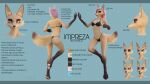  16:9 2022 3/4_view 3d_(artwork) 4k absurd_res anthro blue_eyes canid canine colored digital_media_(artwork) dipstick_tail ear_tuft english_text expression_sheet female fox hair height hi_res impreza mammal markings model_sheet multicolored_body pink_hair rear_view signature simple_background solo tail_markings text tridognait tuft two_tone_body watermark widescreen 