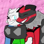  1:1 anthro bacon(baconbirbb) baconbirbb blush blush_lines canid canine clothing duo embrace feral fox fur happy hi_res hoodie hug legendary_pok&eacute;mon love male male/male mammal mark(baconbirbb) nintendo pok&eacute;mon pok&eacute;mon_(species) size_difference topwear video_games wholesome_hug yveltal 