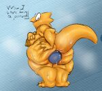  alphys anthro big_breasts big_butt bodily_fluids breasts butt butt_squish buttplug cellulite deltarune dialogue feet female kentuckiyucki large_penetration looking_at_viewer musk musk_clouds nipples penetration plug_(sex_toy) sex_toy solo spread_butt spreading squish sweat thick_thighs toes undertale_(series) video_games 