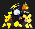  anthro big_butt bite biting_lip blastoiseanimator butt electricity group huge_butt male male/male nintendo orange_body pace_(blastoiseanimator) pedro_(blastoiseanimator) pichu pikachu pok&eacute;mon pok&eacute;mon_(species) raichu riley_(blastoiseanimator) short_stack tail tesla_coil tongue tongue_out video_games worried_look yellow_body 