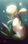  1:1 absurd_res air_bubble ambiguous_gender azre biped eyes_closed feral green_body hi_res leaf_tail nintendo pok&eacute;mon pok&eacute;mon_(species) signature snivy solo underwater video_games water white_body yellow_body 