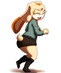  aged_up anthro boots bottomwear breasts butt clothing concept_art cream_the_rabbit female footwear hair happy lagomorph laugh leporid mammal rabbit sega short_hair skirt solo sonic_the_hedgehog_(series) sweater topwear young zaviel 