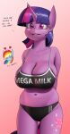  animal_humanoid anthro big_breasts bottomwear bra breasts cleavage clothed clothing creatiffy cutie_mark digital_media_(artwork) duo english_text equid equine female friendship_is_magic fur hair hasbro hi_res horn horse humanoid mammal mammal_humanoid multicolored_hair my_little_pony navel pony purple_body purple_fur purple_hair rainbow_dash_(mlp) simple_background sports_bra teeth text thick_thighs topwear twilight_sparkle_(mlp) two_tone_hair underwear unicorn 