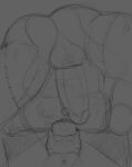  absurd_res anthro butt erection five_nights_at_freddy&#039;s five_nights_at_freddy&#039;s_3 genitals hi_res humanoid_genitalia humanoid_penis male monochrome muscular muscular_male penis scottgames sketch solo springtrap video_games 