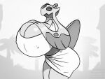  anthro big_breasts big_butt borisalien breasts butt cleavage clothed clothing female froslass half-closed_eyes hand_on_breast hi_res huge_breasts hyper hyper_breasts monochrome narrowed_eyes nintendo nipple_outline pok&eacute;mon pok&eacute;mon_(species) solo thick_thighs video_games 