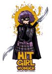  belt butcherboy cape engrish gloves green_eyes hit-girl kick-ass mask polearm purple_hair ranguage skirt solo weapon 