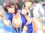  1girl against_glass ass ass_grab bb blush breast_grab breasts choker clothed_sex covering dead_or_alive eyes_closed grabbing kasumi kasumi_(doa) large_breasts nipple nipples sex tecmo vaginal 