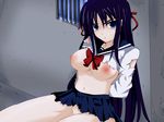  angry bb breasts covering large_breasts nipples no_panties school_uniform 