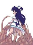  blue_eyes blue_hair bow capelet cure_white dress elbow_gloves frills futari_wa_precure gloves hair_bow half_updo magical_girl panties precure ruuen_rouga simple_background solo tentacles underwear yukishiro_honoka 