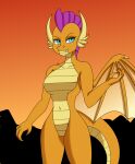  anthro breasts claws dragon featureless_breasts featureless_crotch female friendship_is_magic hasbro hi_res my_little_pony smile smolder_(mlp) solo wings zachc 