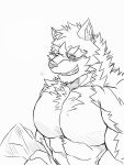  abs anthro barrel_(live-a-hero) biceps blush canid canine canis dj28sj fluffy grin hi_res lifewonders line_art live-a-hero male mammal muscular muscular_anthro muscular_male pecs smile solo video_games wolf 