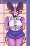  2022 anthro big_breasts blush bottomwear breasts choker clothing elsie_(lyorenth-the-dragon) female hi_res jewelry looking_at_viewer lyorenth-the-dragon necklace nintendo pok&eacute;mon pok&eacute;mon_(species) red_eyes shirt skirt slightly_chubby solo swampert thick_thighs topwear video_games wide_hips 