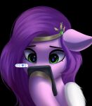  accessory black_background crown delta_hronum ears_down equid equine female feral green_eyes hair hair_accessory hasbro hi_res holding_object hooves mammal mlp_g5 my_little_pony pegasus phone pipp_petals_(mlp) pivoted_ears purple_hair sad simple_background wings 