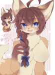  &lt;3 2022 4_fingers 4_toes accessory anthro big_breasts blush braided_hair braided_ponytail breasts brown_body brown_fur brown_hair canid canine cheek_tuft chest_tuft chibi claws cute_fangs dipstick_ears dipstick_tail facial_tuft featureless_breasts feet female finger_claws fingers fluffy fox fur gesture gloves_(marking) hair hair_accessory hair_bow hair_ribbon half-length_portrait happy hi_res hoshimiii_mi inner_ear_fluff japanese_text kemono leg_markings looking_at_viewer mammal markings multicolored_body multicolored_ears multicolored_fur multicolored_tail multiple_images nude one_eye_closed open_mouth open_smile pawpads paws ponytail portrait ribbons side_ponytail smile smiling_at_viewer socks_(marking) solo tail_markings tan_body tan_fur text toes tongue translation_request tuft waving waving_at_viewer white_body white_fur wink 