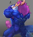  anthro anus armpit_hair artist_name asian_mythology aurelion_sol_(lol) back_muscles biceps big_muscles big_penis bioluminescence blue_body body_hair butt claws dragon east_asian_mythology eastern_dragon erection genitals glowing hair hi_res league_of_legends long_hair male muscular muscular_anthro muscular_male muscular_thighs mythology nude patreon_username penis pose presenting riot_games scalie serratus signature solo taking_picture text tongue tongue_out translucent url vein veiny_penis video_games wulfer-shepherd 