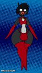  anthro belly belly_markings bulge cephalopod clothing coleoid collar gloves hair handwear legwear lips madoc_(murontis2001) male marine markings mollusk murontis2001 navel octopodiform octopus red_lips solo stockings thick_thighs thong topwear underwear vest wide_hips 
