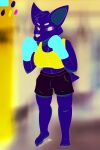  absurd_res anthro blue_clothing blue_shirt blue_topwear boxing boxing_gloves canid canine clothing female fennec fennexdafox fox green_eyes handwear hi_res mammal shirt solo sport topwear 