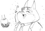  &lt;3 2022 anthro biped canid canine canis clothing domestic_cat duo eyes_closed felid feline felis illumination_entertainment japanese_text jerry_(sing) jimmy_crystal kaimin710 mammal necktie shirt simple_background sing_(movie) sketch slightly_chubby text topwear white_background wolf 