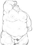  2022 anthro balls belly big_belly censored genitals hi_res humanoid_genitalia humanoid_hands humanoid_penis kemono kotobuki male mammal moobs nipples obese obese_male overweight overweight_male penis simple_background sketch small_penis solo ursid white_background 