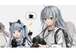  2girls 4girls alternate_costume alternate_hairstyle animal_ears backpack bag black_cat camera cat cat_ears cat_tail fake_animal_ears fake_tail g11_(girls&#039;_frontline) girls&#039;_frontline hk416_(black_kitty&#039;s_gift)_(girls&#039;_frontline) hk416_(girls&#039;_frontline) lolita_fashion messy_hair multiple_girls sweatdrop tail teardrop younger yuki_hotaru 