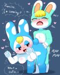  &lt;3 0227 4:5 absurd_res against_surface against_wall animal_crossing anthro blonde_hair blue_background blue_body blue_fur blush bodily_fluids breasts cum cum_from_pussy cum_in_pussy cum_inside cum_splatter duo english_text eyes_closed female francine_(animal_crossing) from_behind_position fur genital_fluids green_body green_fur hair hand_on_butt hanging_breasts hi_res invisible_wall lagomorph leporid male male/female mammal nintendo open_mouth penetration rabbit sasha_(animal_crossing) sex simple_background text thrusting vaginal vaginal_penetration video_games white_body white_fur 